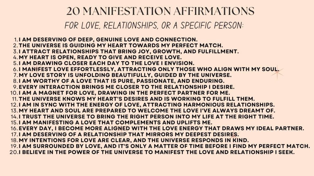 Affirmations to Manifest your Dream Life- For Love, Relationships or A Specific Person